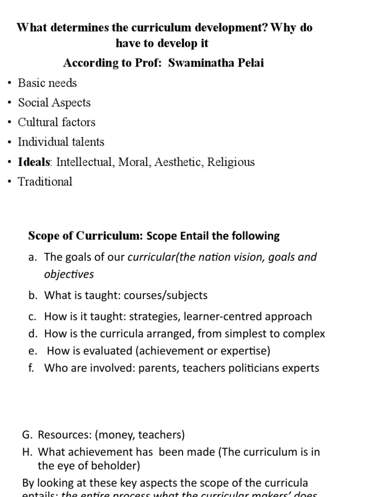 What Determines Curriculum Formulation Thursday 10 February 2020 DR