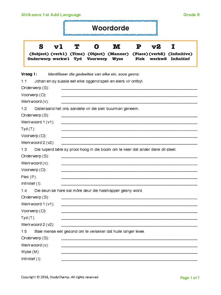 Gr8 Afr Woordorde PDF | PDF