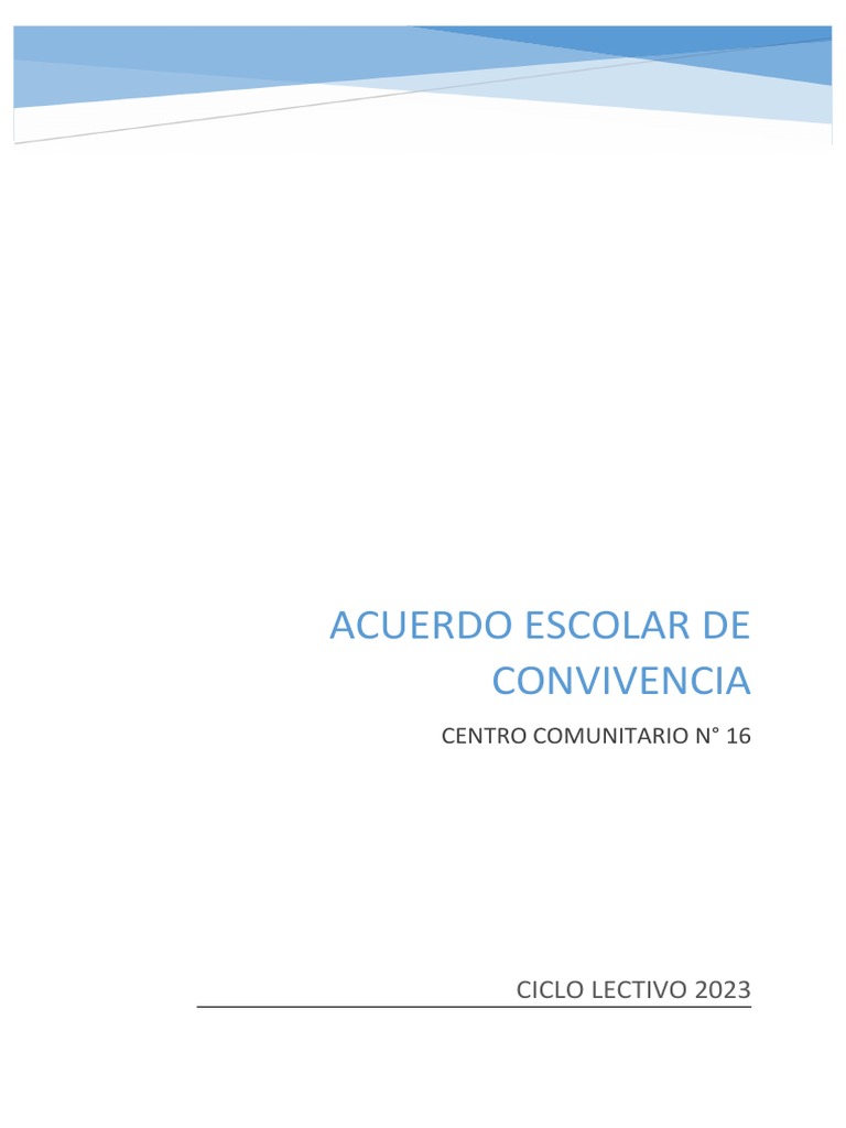 Acuerdo Escolar De Convivencia Cc 16 2023 Pdf