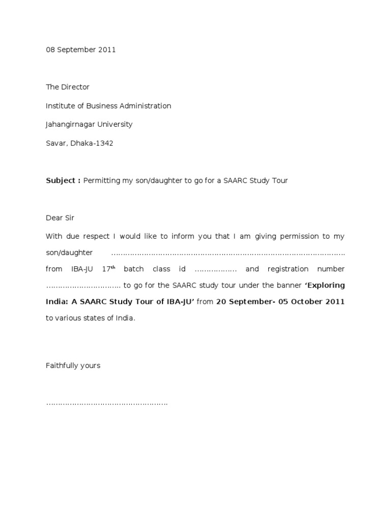 Guardian Permission Letter