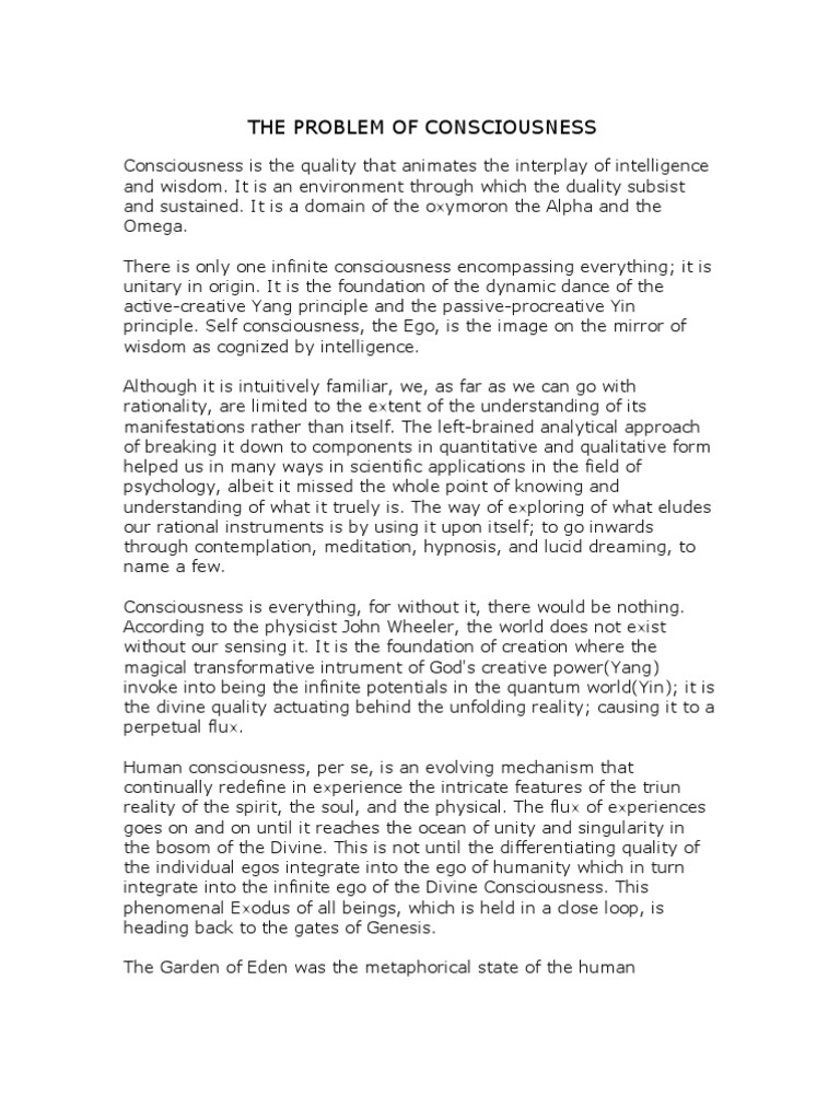 The Problem of Consciousness | PDF | Religion & Spirituality