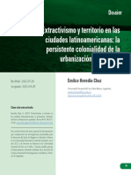 Extractivismo y Territorio en Las Ciudades Latinoamericanas: La Persistente Colonialidad de La Urbanización Capitalista