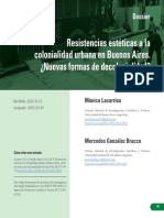 Resistencias Estéticas A La Colonialidad Urbana en Buenos Aires. ¿Nuevas Formas de Decolonialidad?