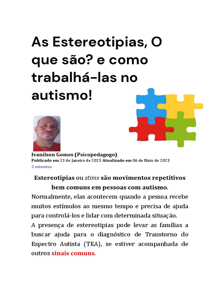 As Estereotipias O Que São 2023 Por Ivanilson Gomes | PDF | Espectro do ...