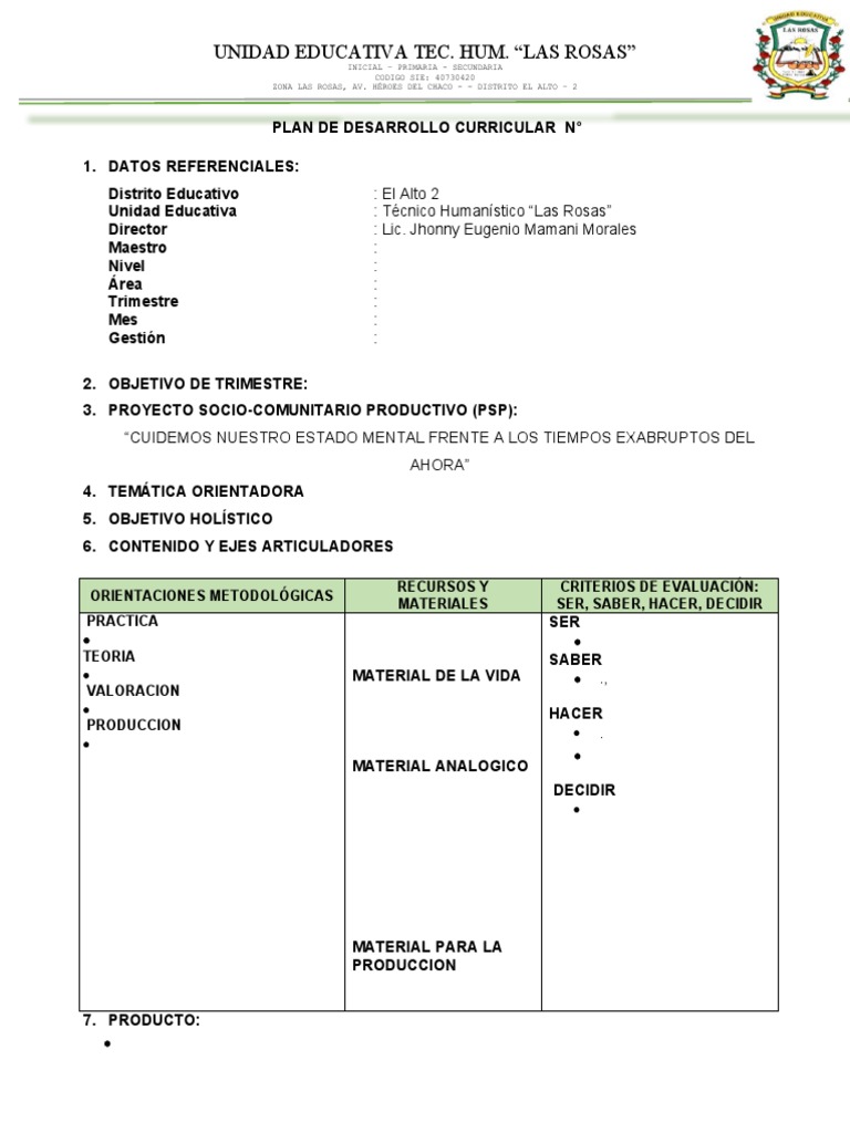 Plan de Desarrollo Curricular 2023 | PDF