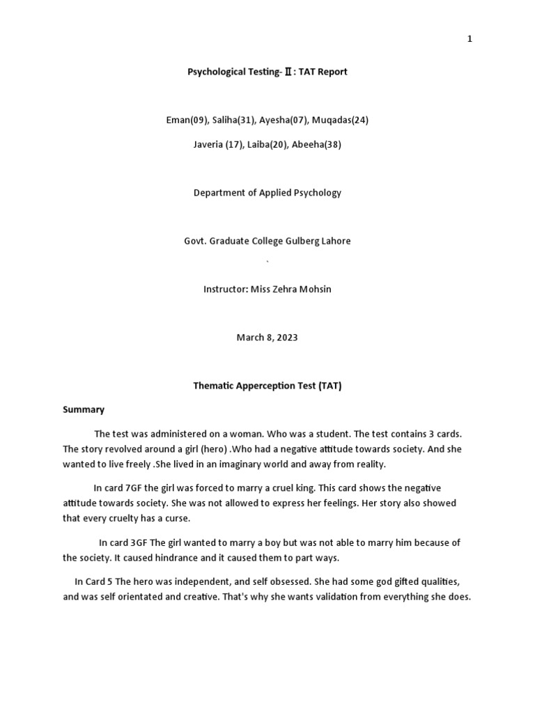 Tat 2 PDF Psychology Psychological Concepts