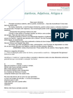 Materialdeapoioextensivo Portugues Exercicios Substantivos Adjetivos Artigos Numerais PDF