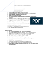 Some Interview Questions For Investment Banking PDF