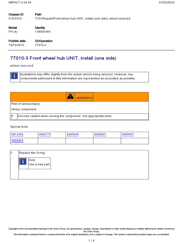 Front Wheel Hub Install PDF | PDF