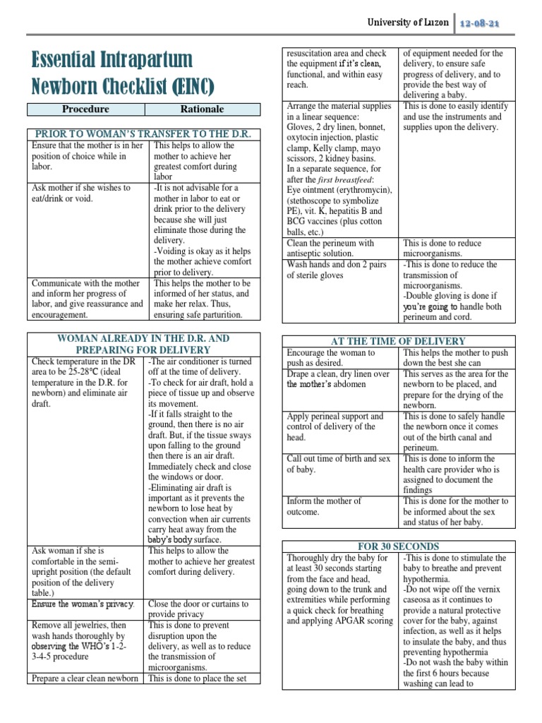 Essential-Intrapartum-Newborn-Checklist.pdf | PDF