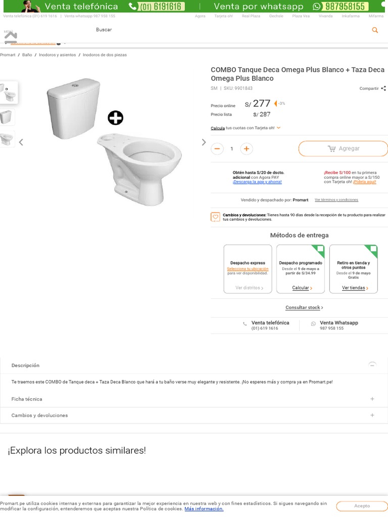 Combo tanque deca omega plus blanco taza deca omega plus blanco pdf