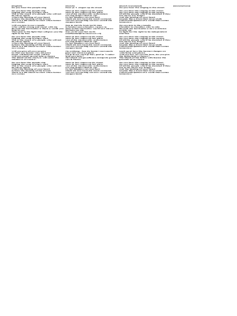 Les Miserables Lyrics Translations Ver1 PDF | PDF