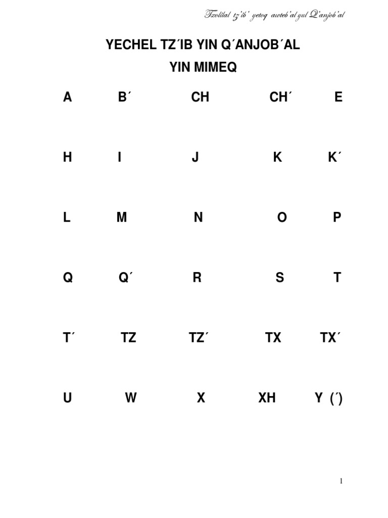 Abecedario en Q'anjob'al PDF PDF
