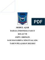 Modul Ajar: Bahasa Indonesia Fase D Kelas Vii SMPN 1 Bringin Sani Mauliddya Ningtyas, S.Pd. TAHUN PELAJARAN 2022/2023