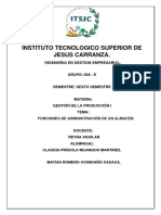 Funciones de Administración de Un Almacén.