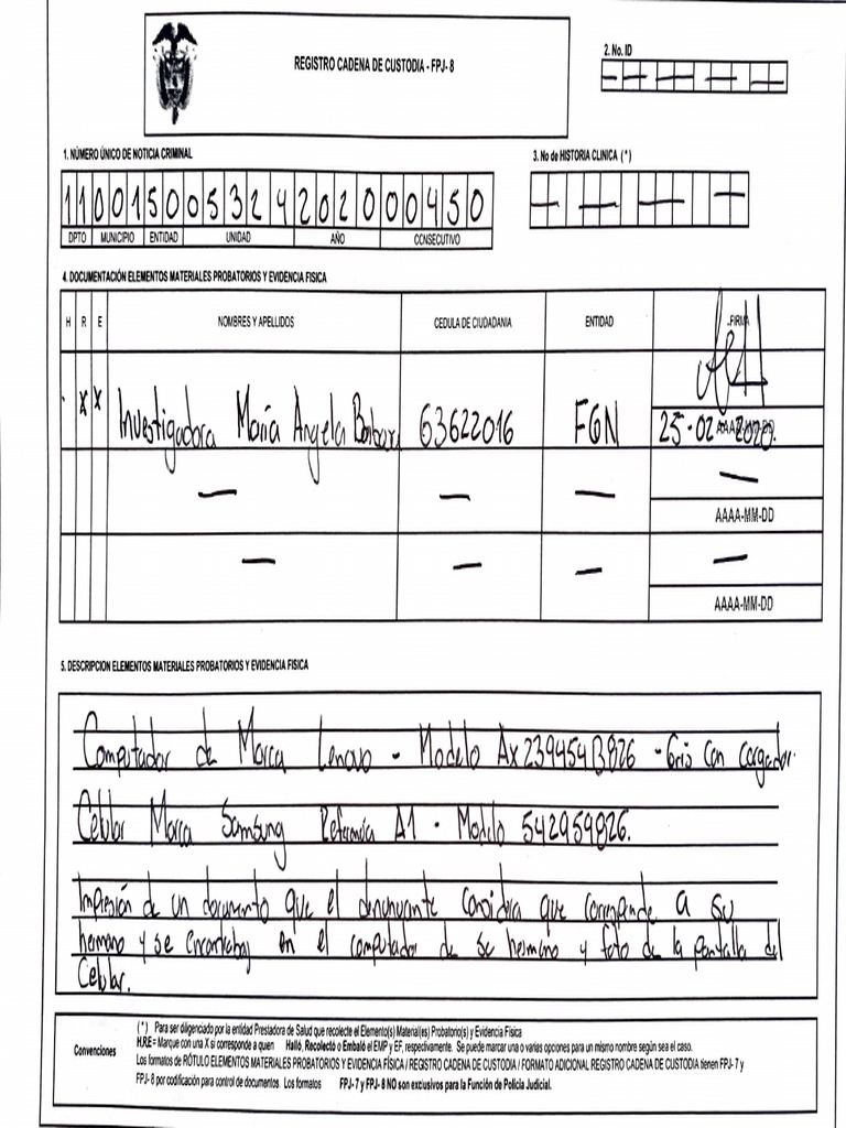 FPJ8 Registro de Cadena de Custodia EMP Entregados Sebastián PDF PDF