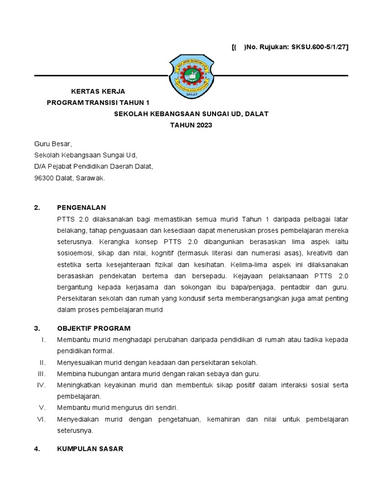 Kertas Kerja Program Transisi Tahun 1 2023 | PDF