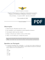 Prova de Seleção em Matemática para Pós-Graduação em Engenharia Aeronáutica