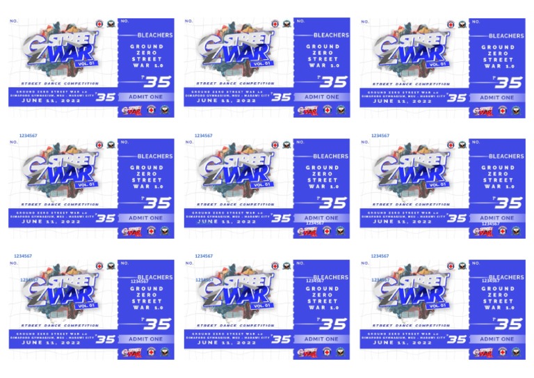 Ticket (Bleachers) PDF