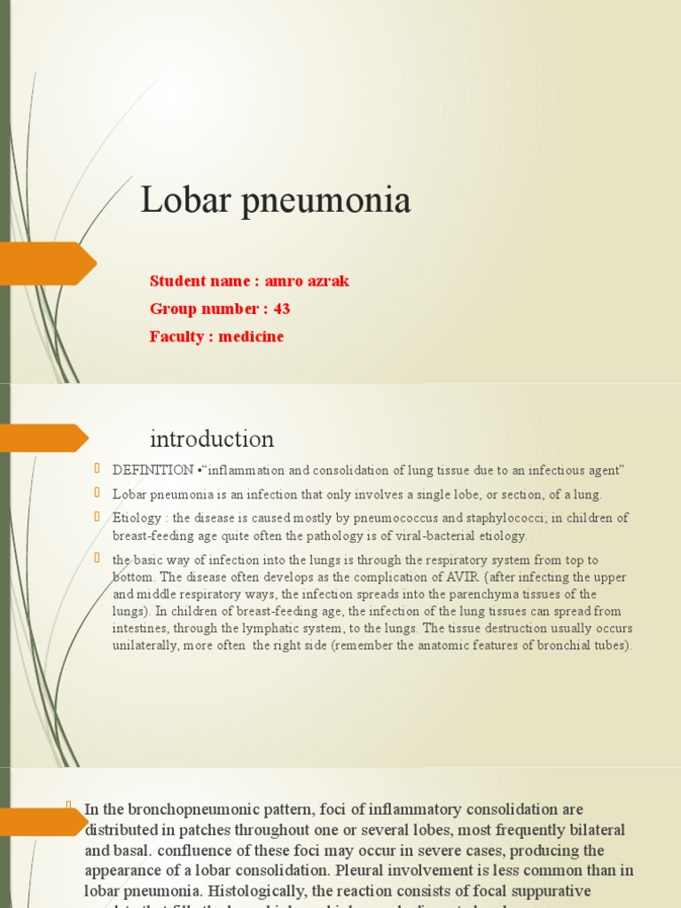 Understanding Lobar Pneumonia: Causes & Treatment | PDF | Lung | Pneumonia
