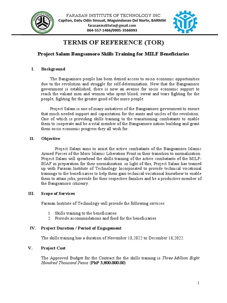 Annex a terms of reference for the mobile app pdf