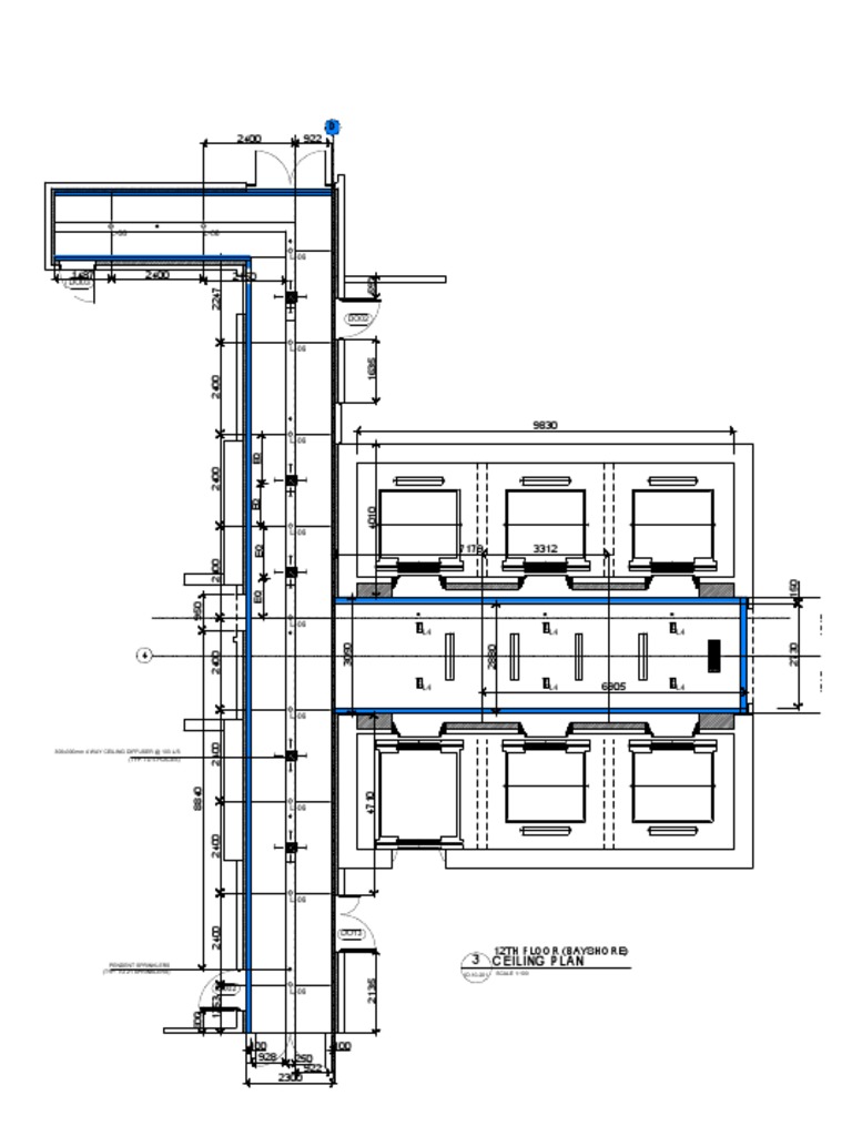 Ceiling Plan 3: 300x300mm 4 WAY CEILING DIFFUSER at 103 L/S (Typ. To 5 ...