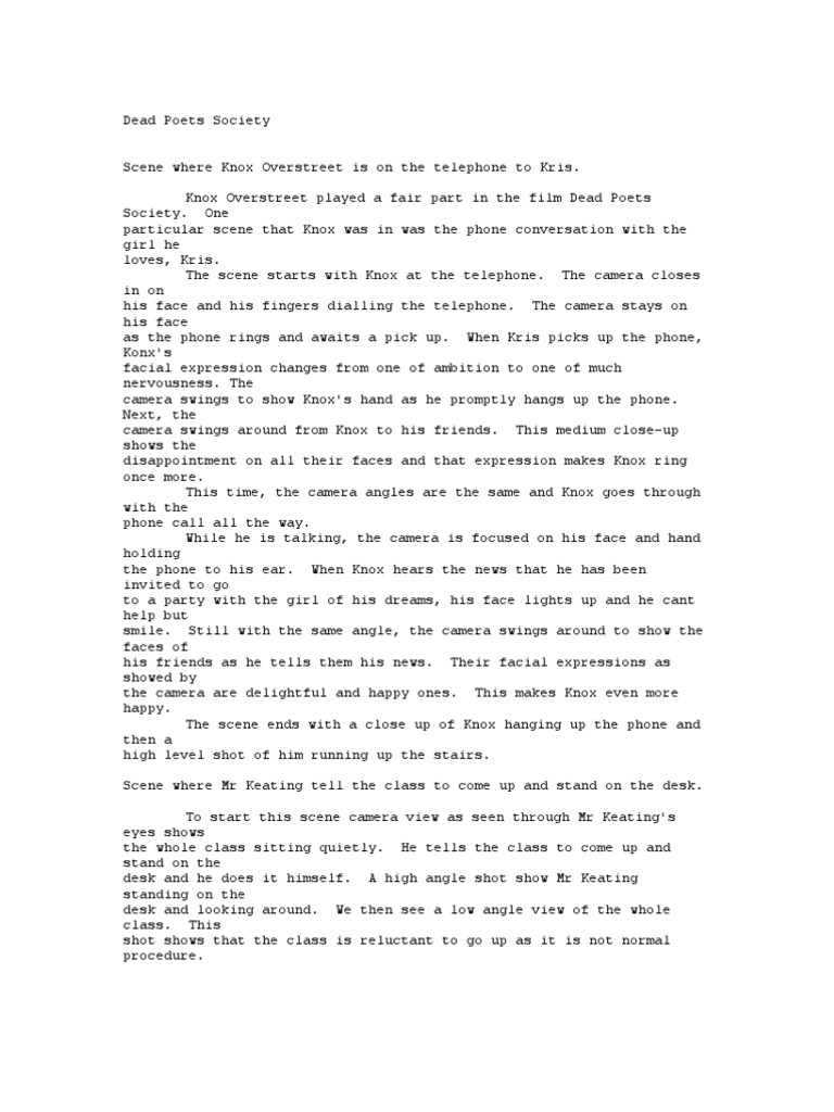 dead poets society essay Leisure Free 30day Trial