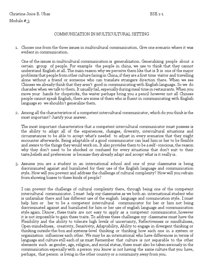 Multicultural Communication Challenges | PDF | Grammatical Gender ...