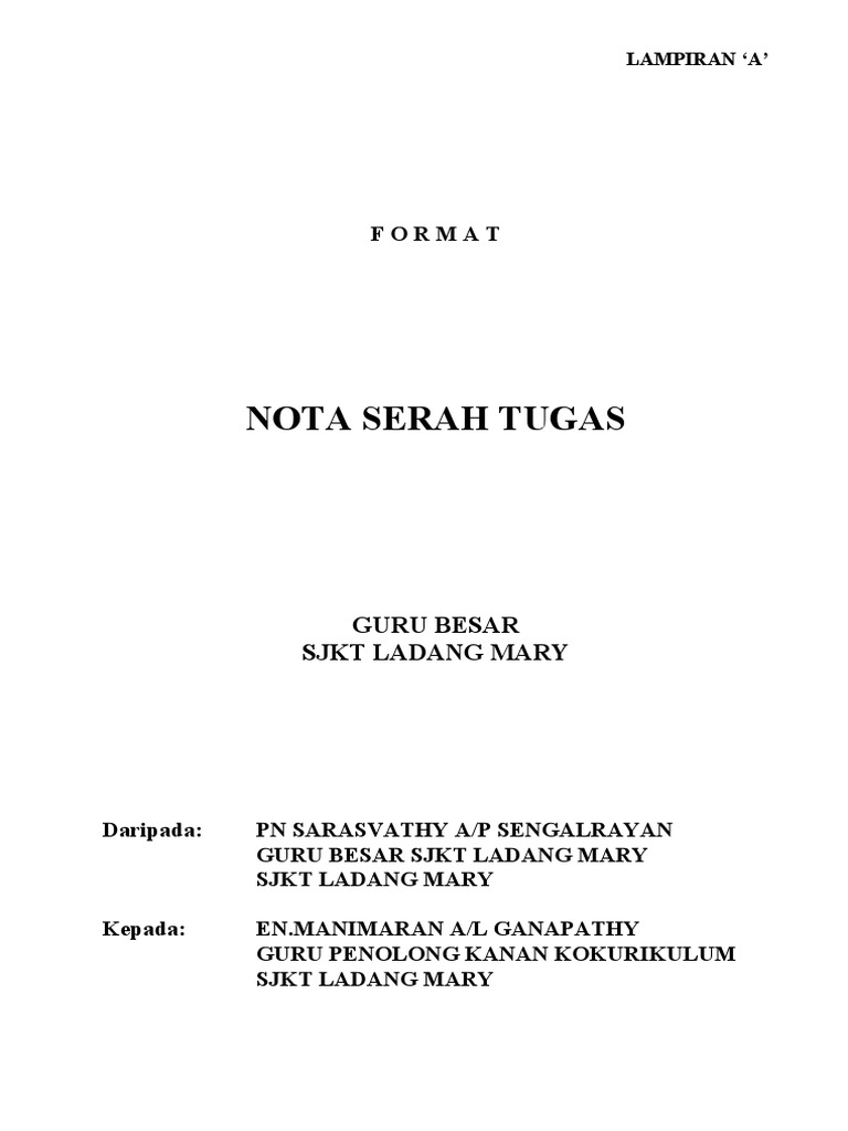Nota Serah Tugas | PDF