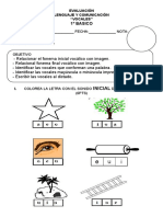 Evaluación vocales 1° básico menos de