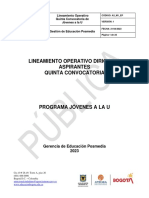 Lineamiento Operativo Quinta Convocatoria de Jovenes A La U PDF