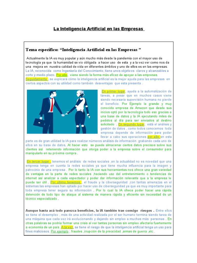 Impacto de la IA en Empresas Modernas | PDF | Inteligencia artificial ...