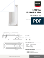 Bañera minimalista de acero esmaltado EDESA NUEVA EUROPA 170