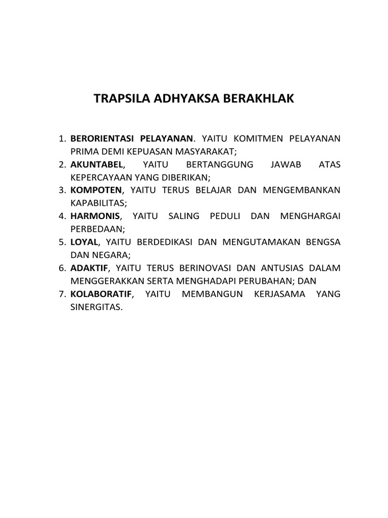 Trapsila Adhyaksa Berakhlak | PDF