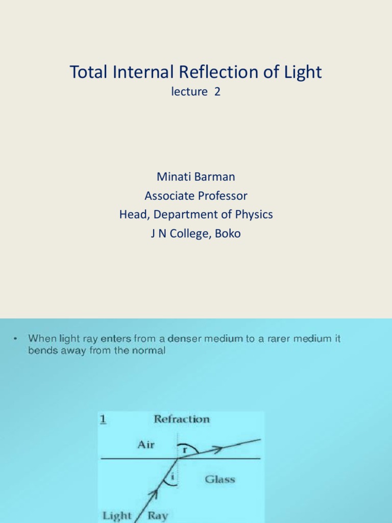 Total Internal Reflection Explained | PDF | Transmission Medium ...