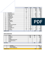 BILL OF MATERIALS AND LABOR COSTS FOR CONSTRUCTION PROJECT