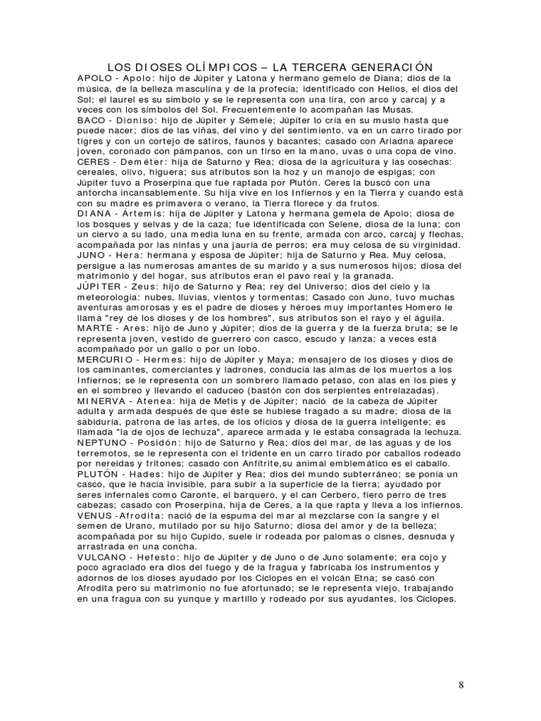 Los Dioses Olímpicos: Tercera Generación | PDF | Doce olímpicos | Afrodita
