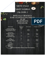 Paket Sambay Papan Menu