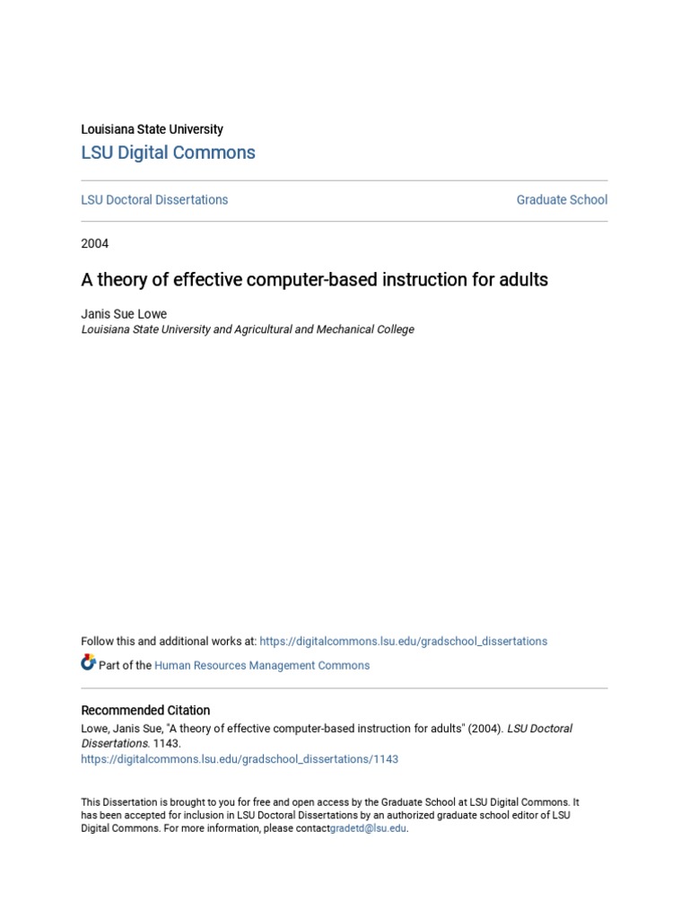 A Theory of Effective Computer-Based Instruction For Adults | PDF ...