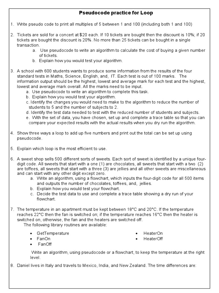 Pseudocode practice for loop pdf algorithms computer science