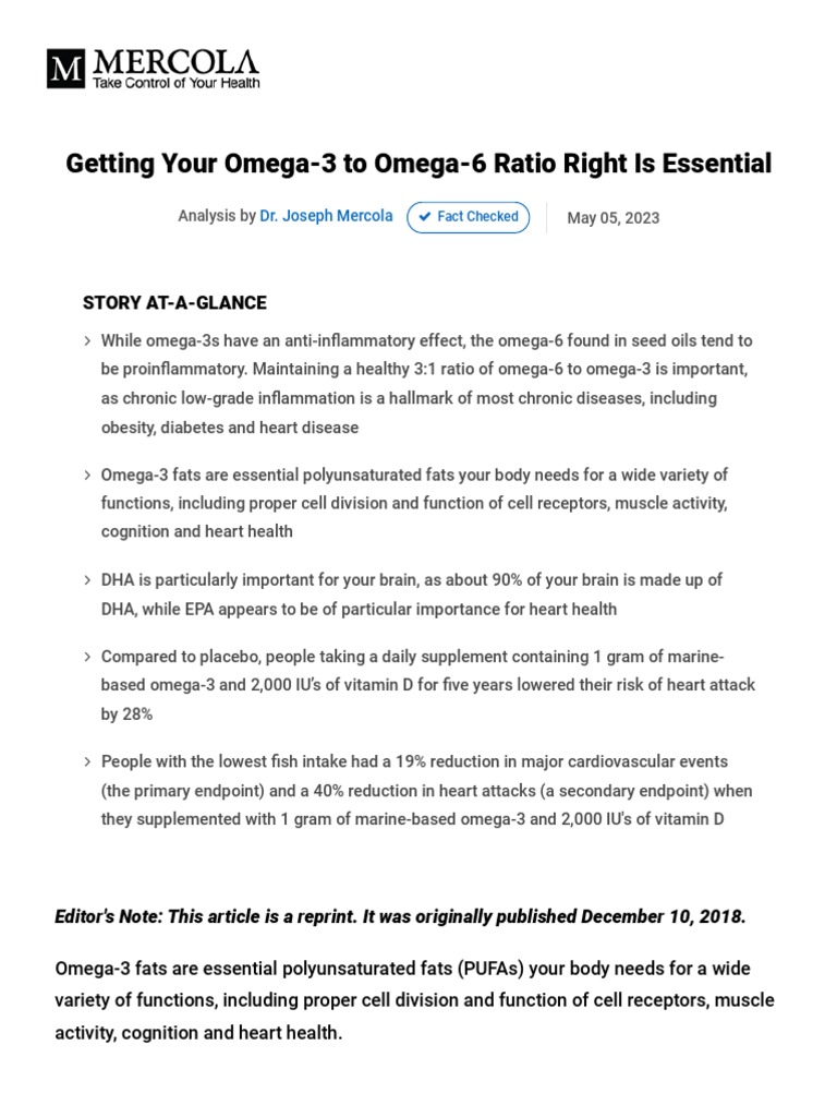 MAY 0523Omega3Omega6Ratio PDF PDF Omega 3 Fatty Acid