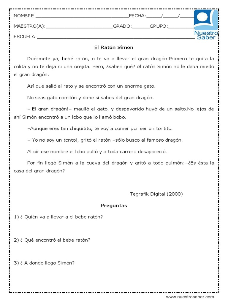 Cuento del Ratón Simón Completo | PDF