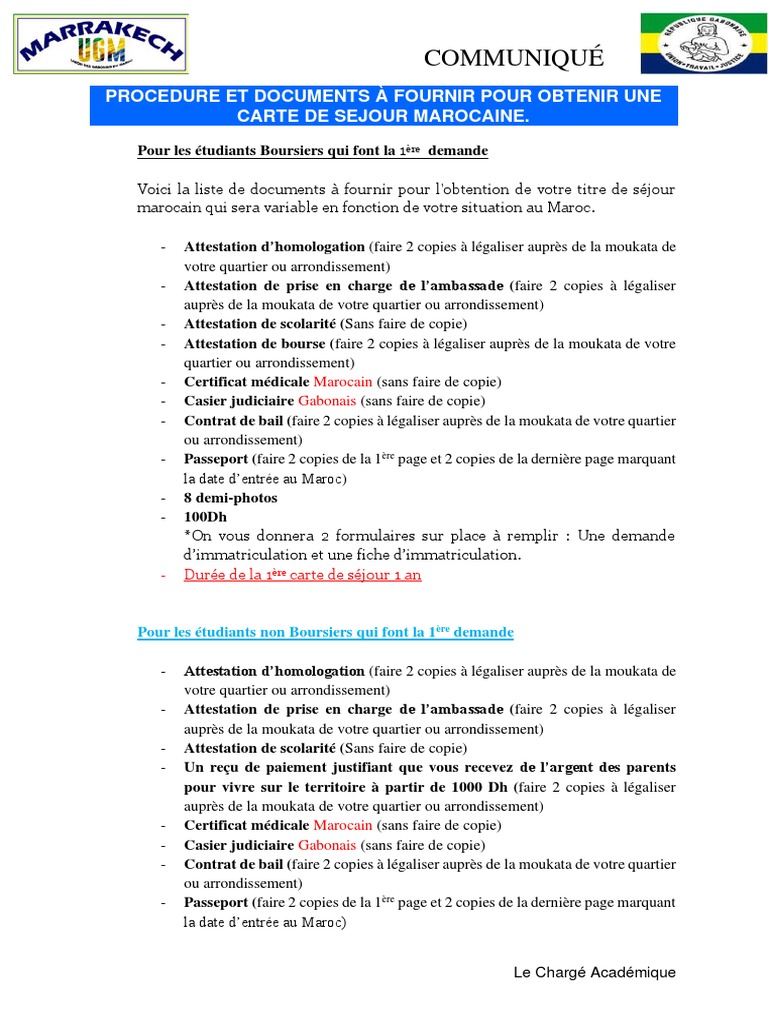 Obtention et renouvellement carte séjour Maroc | PDF | Gouvernement et ...