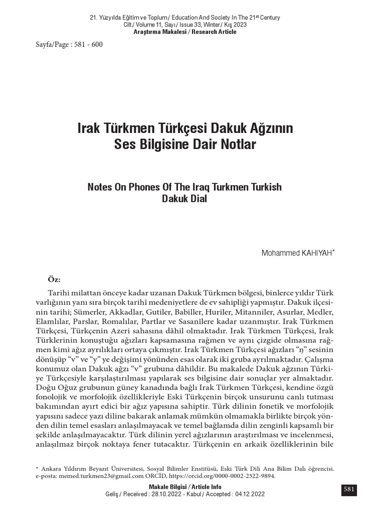 irak-t-rkmen-t-rk-esi-dakuk-a-z-n-n-ses-bilgisine-dair-notlar