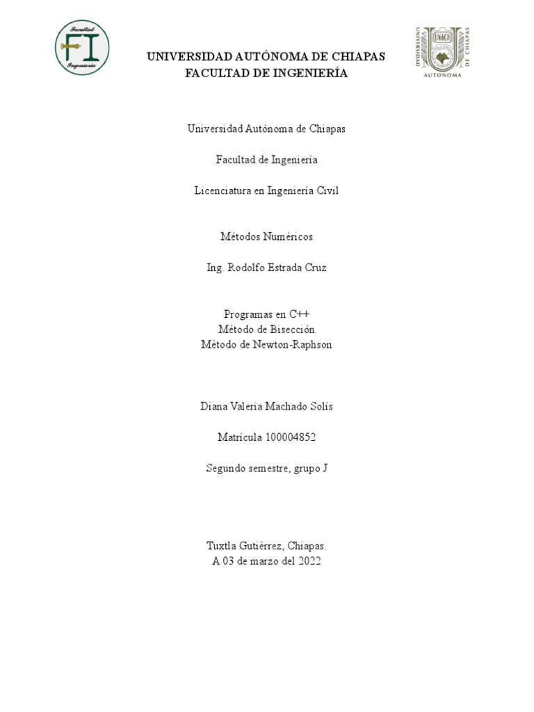 Métodos Numéricos en C++: Bisección y Newton-Raphson | PDF | Análisis ...