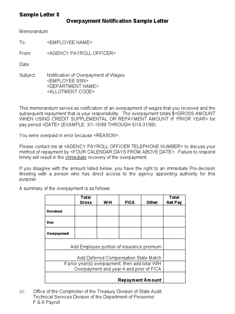 notification of overpayment PDF