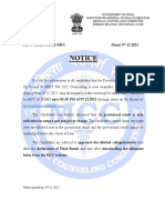Notice For Provisional Result of UG 2022 Mop Up PDF