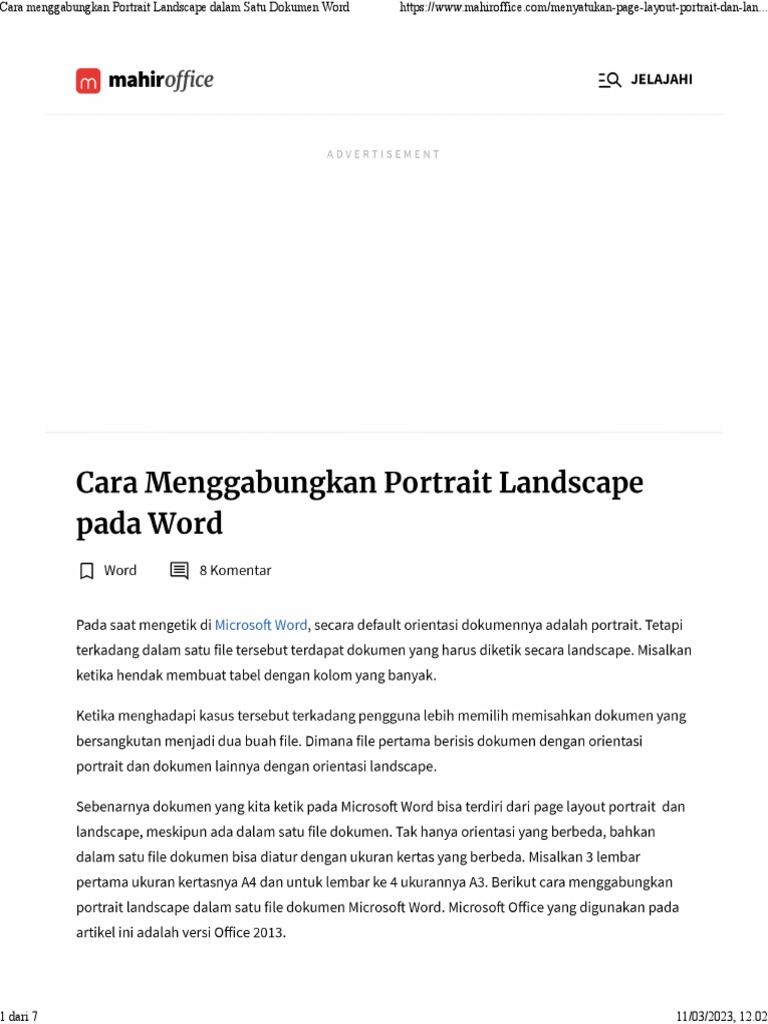 Cara menggabungkan lanscape pdf