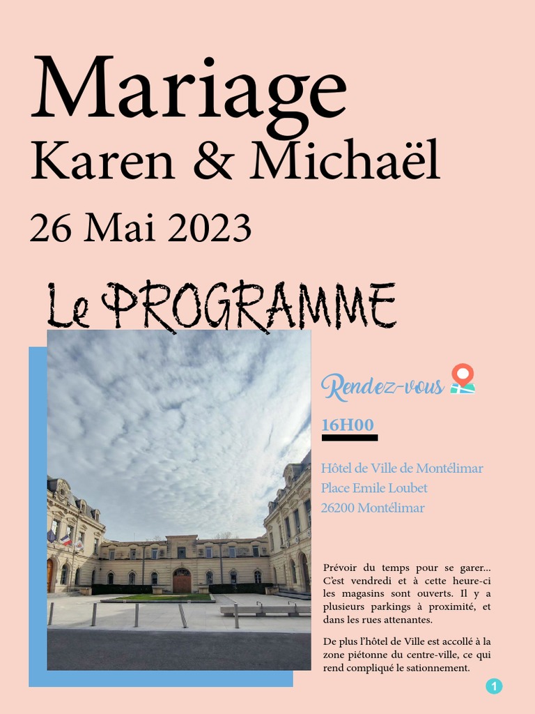 Programme Week-end Mariage à Montélimar | PDF