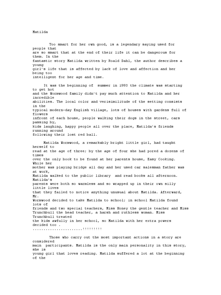 Short essay on matilda image